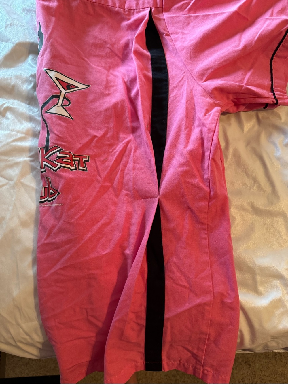 Kitty Kat Club Pink 50’s Style Bowling Shirt with Black Trim - Picture 7 of 7